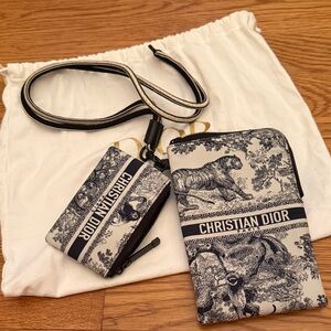 DiorTravel Blue Toile De Jouy set of crossbody pouches